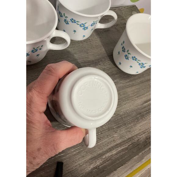Corelle Forget Me Not Pattern Set Of 4 Corning Mugs 8 OZ - Picture 9 of 11